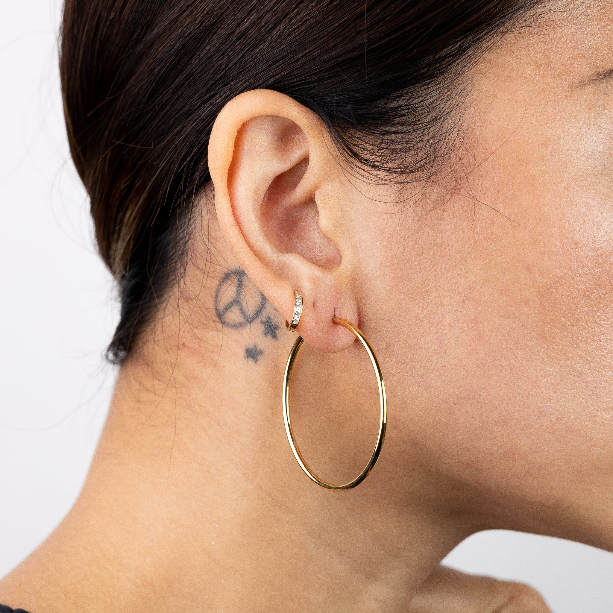 Gold 2mm Endless Hoop Earrings (45mm) - Model 127 - Charlie & Co. Jewelry
