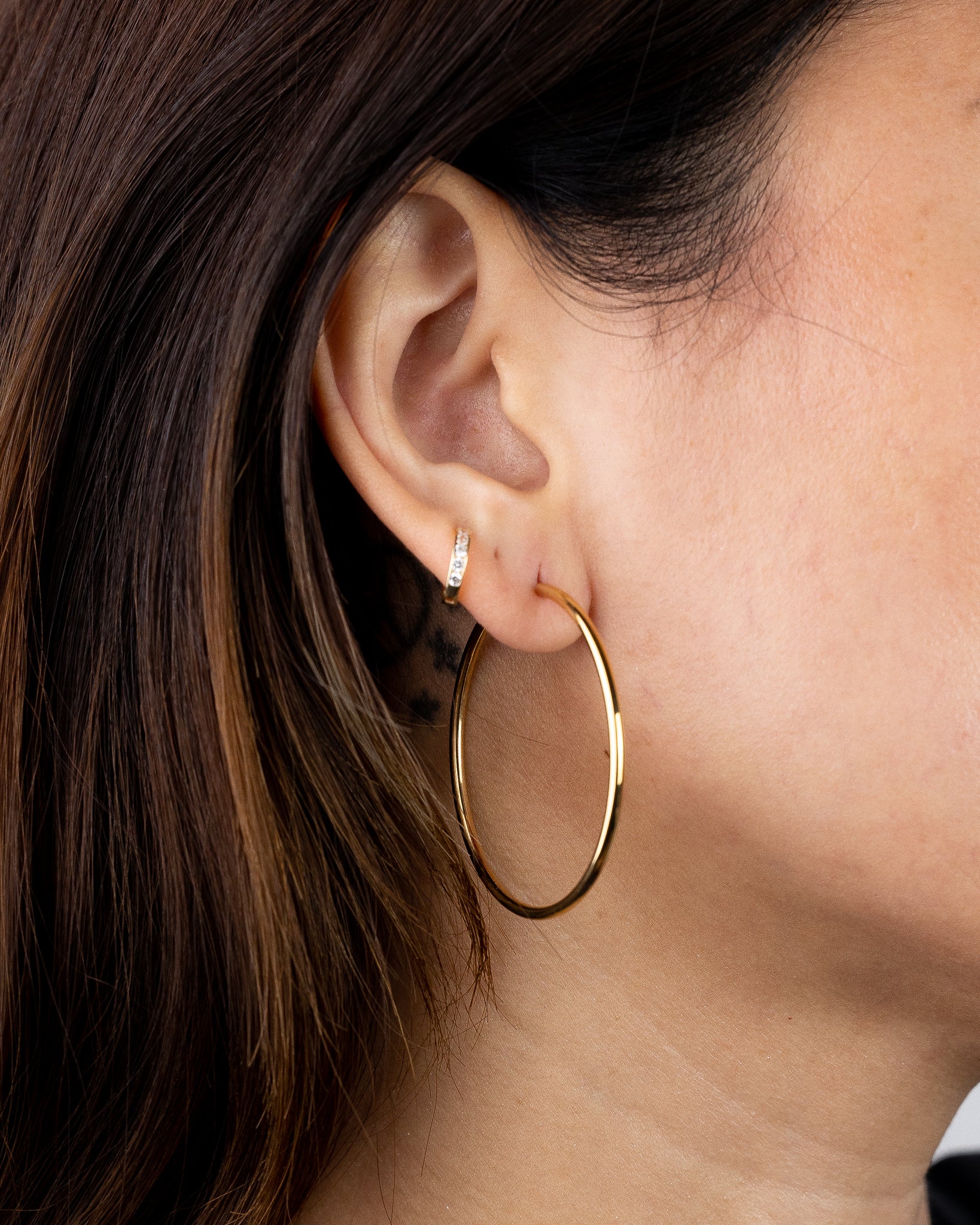 Gold 2mm Endless Hoop Earrings (45mm) - Model 127 - Charlie & Co. Jewelry