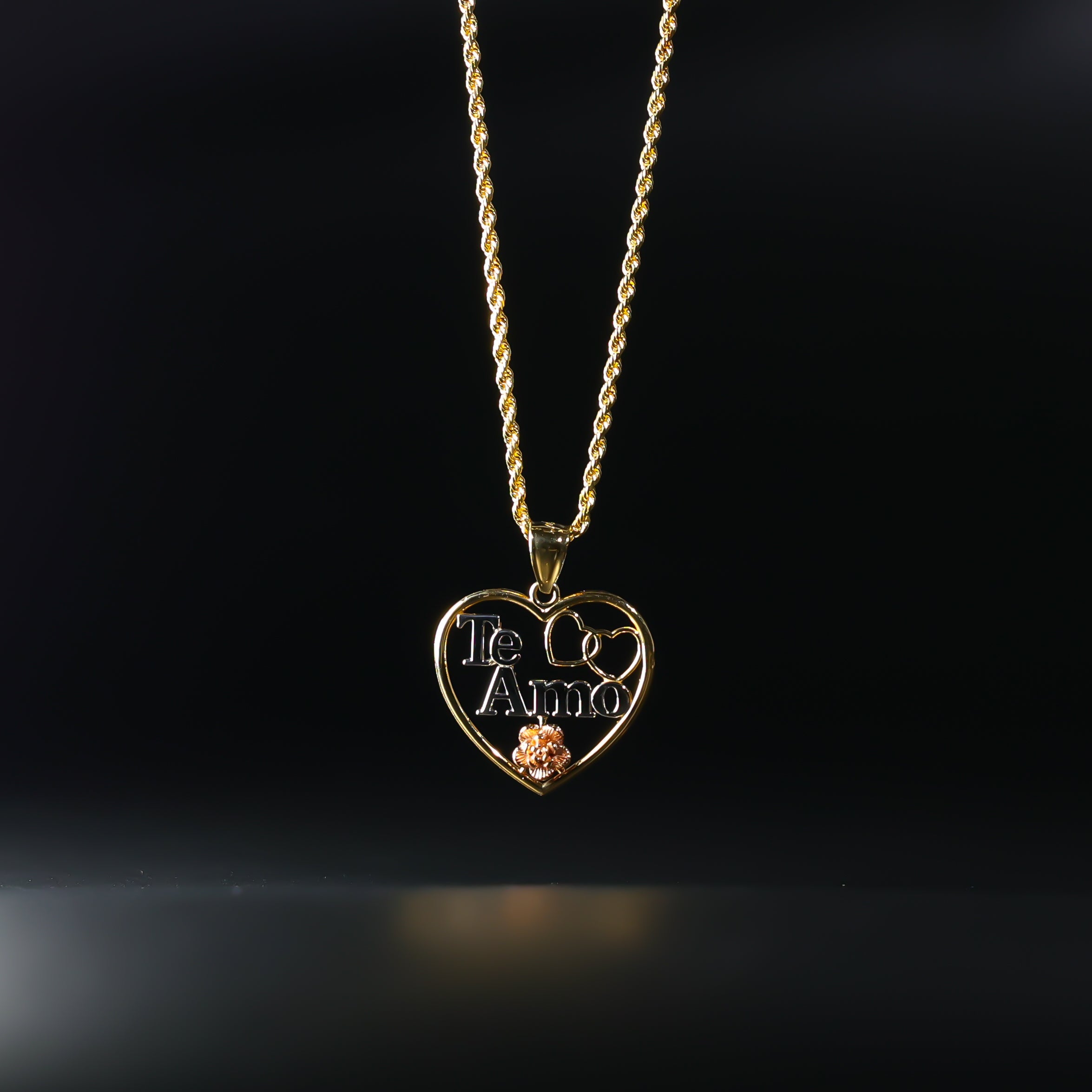 Gold Te Amo Heart 2 Piece Pendant Model-2378 - Charlie & Co. Jewelry