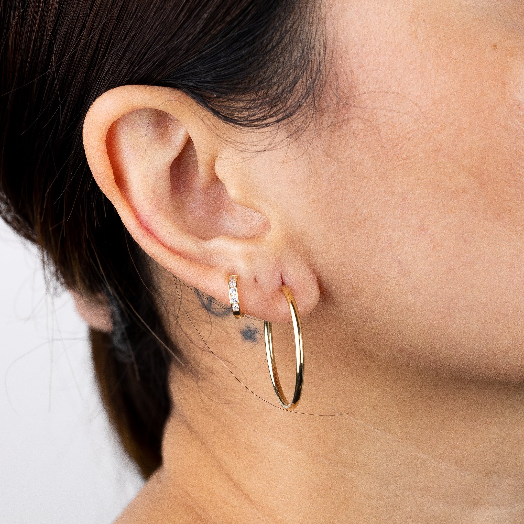 Gold 2mm Endless Hoop Earrings (30mm) - Model 129 - Charlie & Co. Jewelry