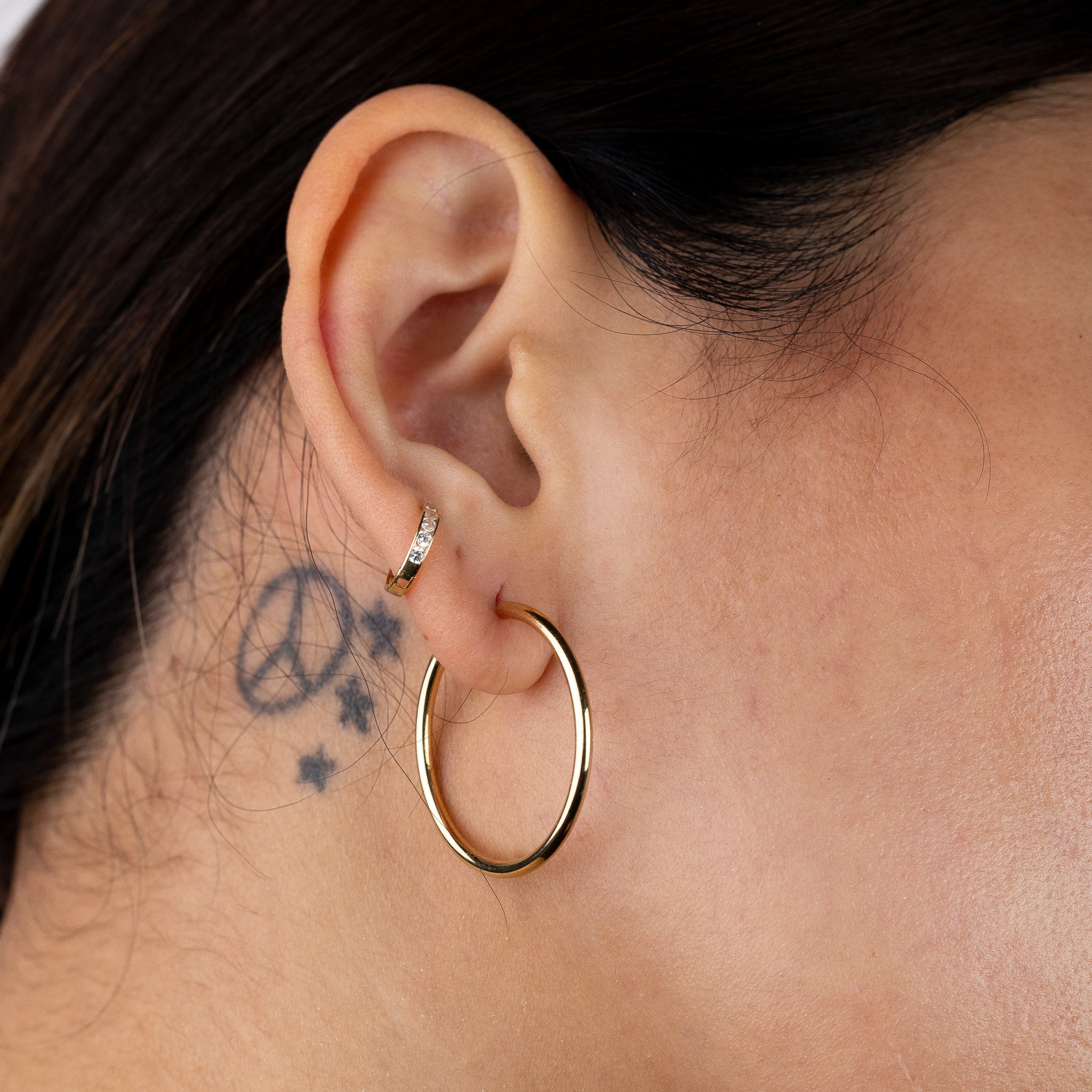 Gold 2mm Endless Hoop Earrings (30mm) - Model 129 - Charlie & Co. Jewelry
