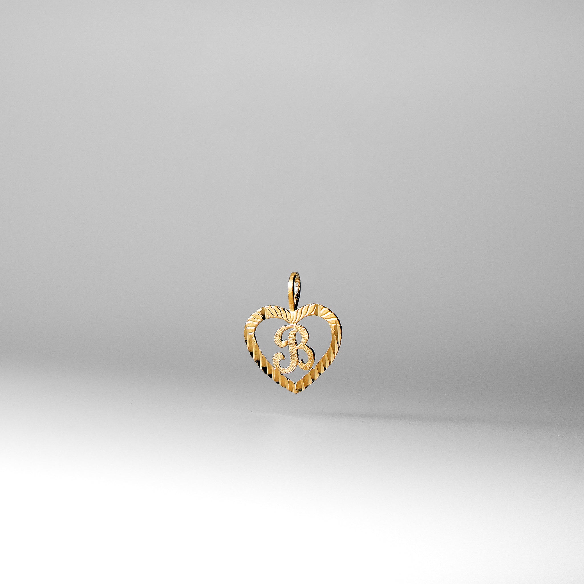 Gold Heart-Shaped Letter B Pendant | A-Z Pendants - Charlie & Co. Jewelry