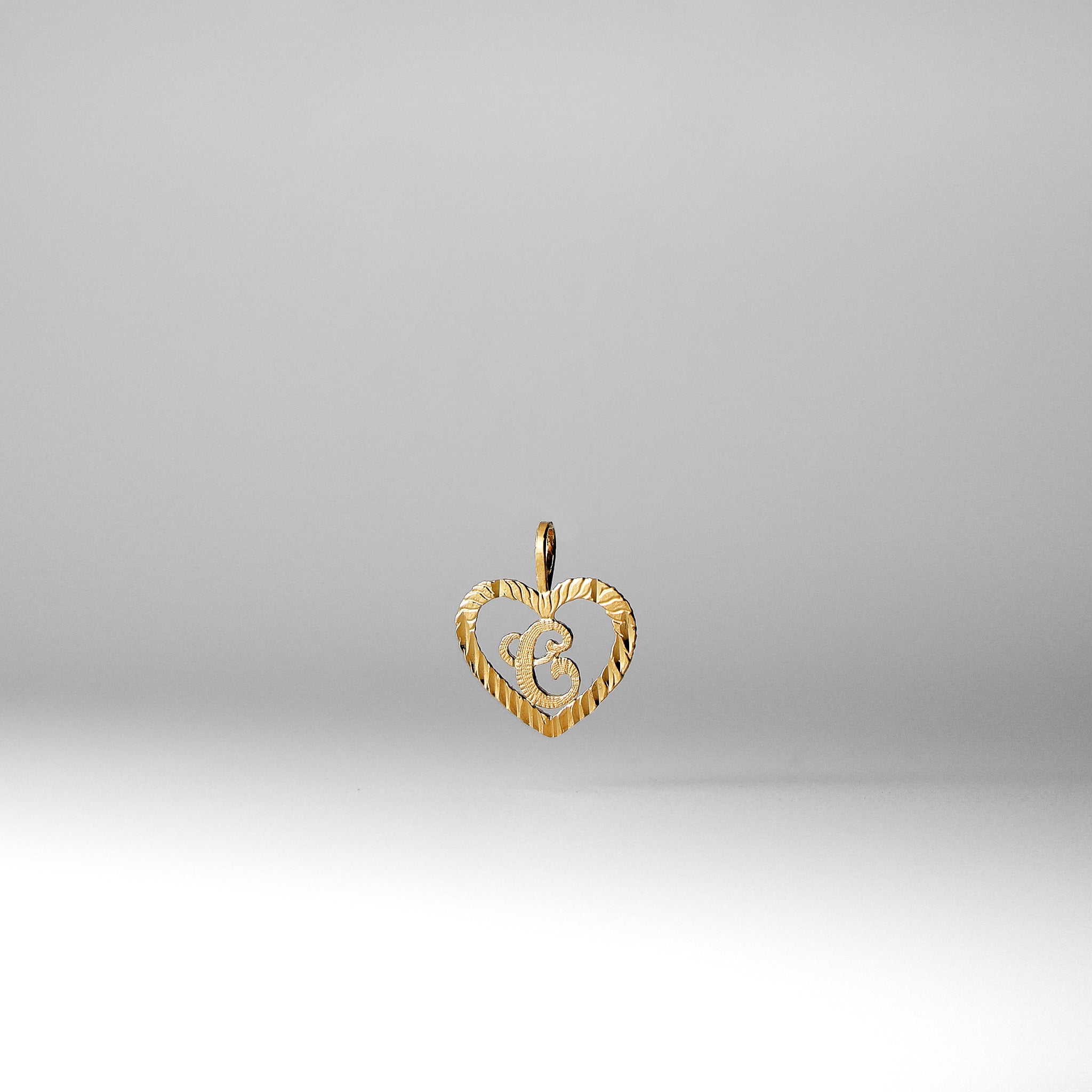 Gold Heart-Shaped Letter C Pendant | A-Z Pendants - Charlie & Co. Jewelry