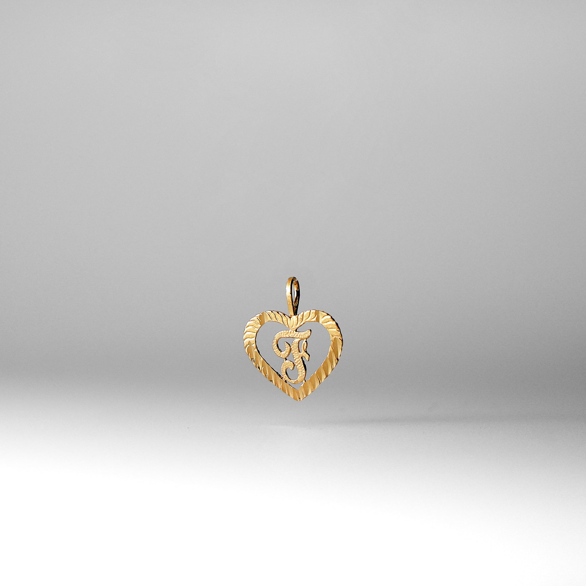 Gold Heart-Shaped Letter F Pendant | A-Z Pendants - Charlie & Co. Jewelry