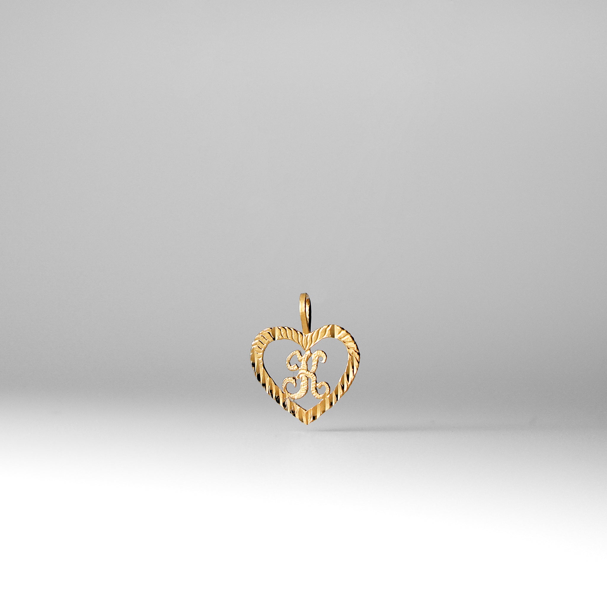 Gold Heart-Shaped Letter K Pendant | A-Z Pendants - Charlie & Co. Jewelry