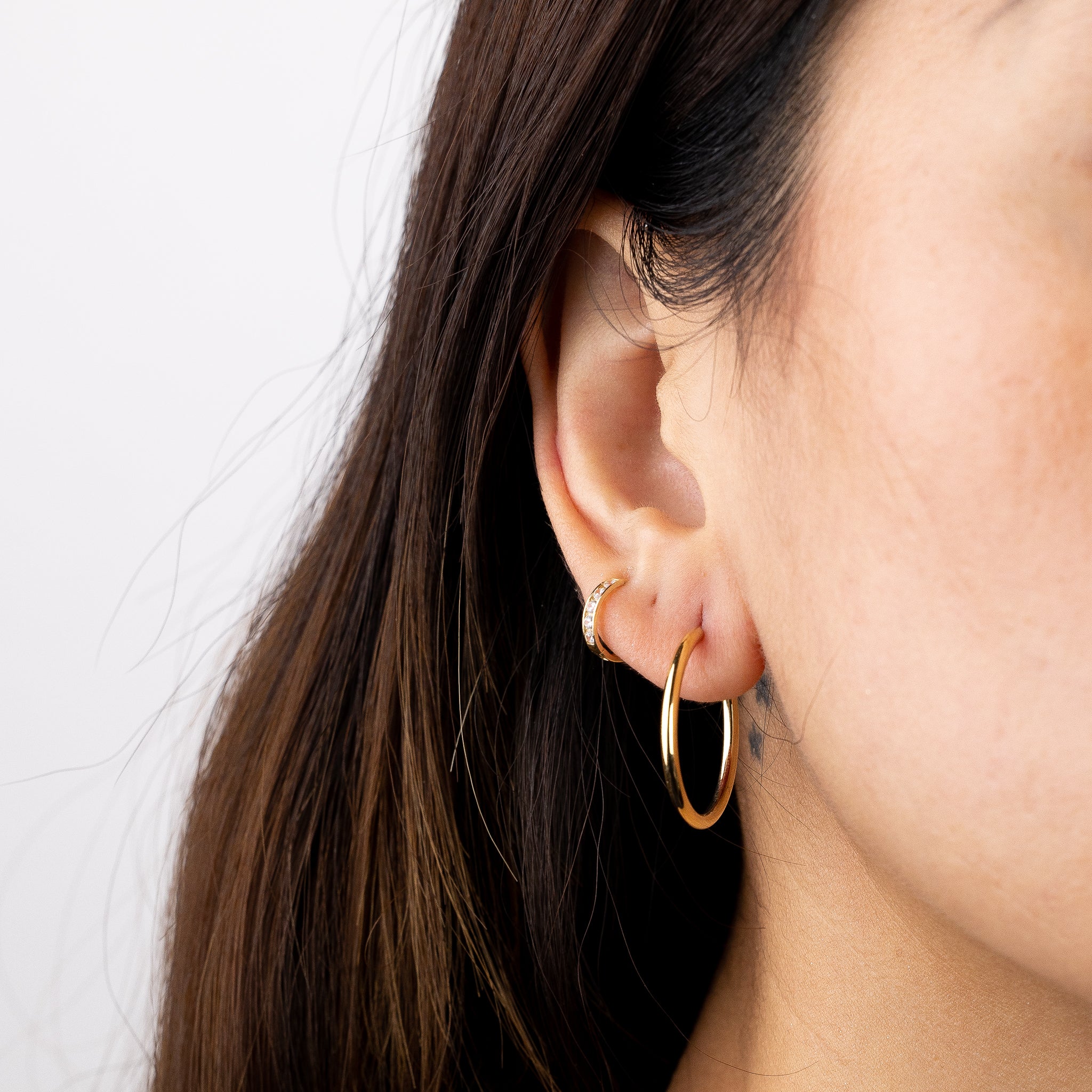 Gold 2mm Endless Hoop Earrings (25mm) - Model 130 - Charlie & Co. Jewelry