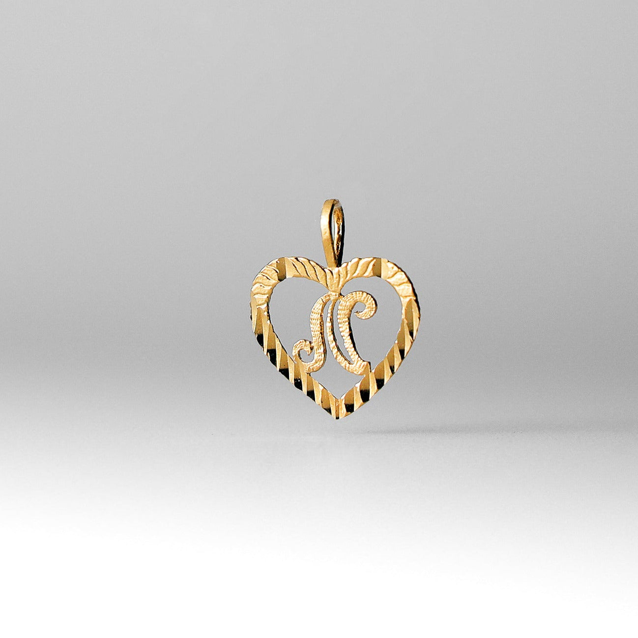 Gold Heart-Shaped Letter N Pendant | A-Z Pendants - Charlie & Co. Jewelry