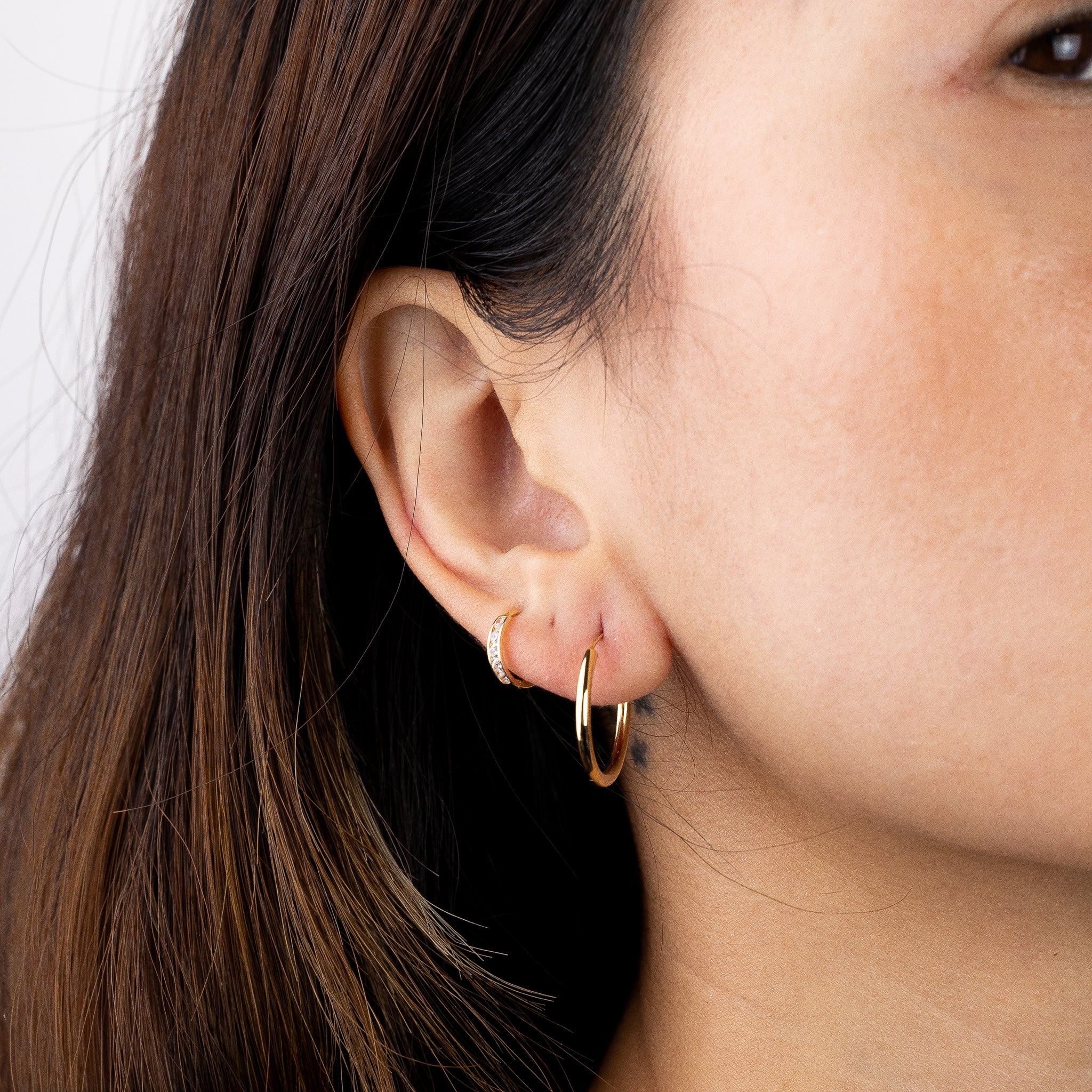 Gold 2mm Endless Hoop Earrings (20mm) - Model 131 - Charlie & Co. Jewelry