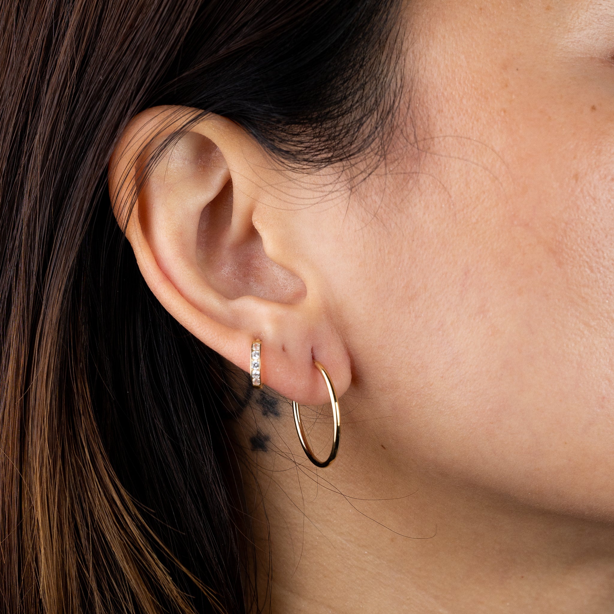 Gold 1.5mm Endless Hoop Earrings (25mm) - Model 121 - Charlie & Co. Jewelry
