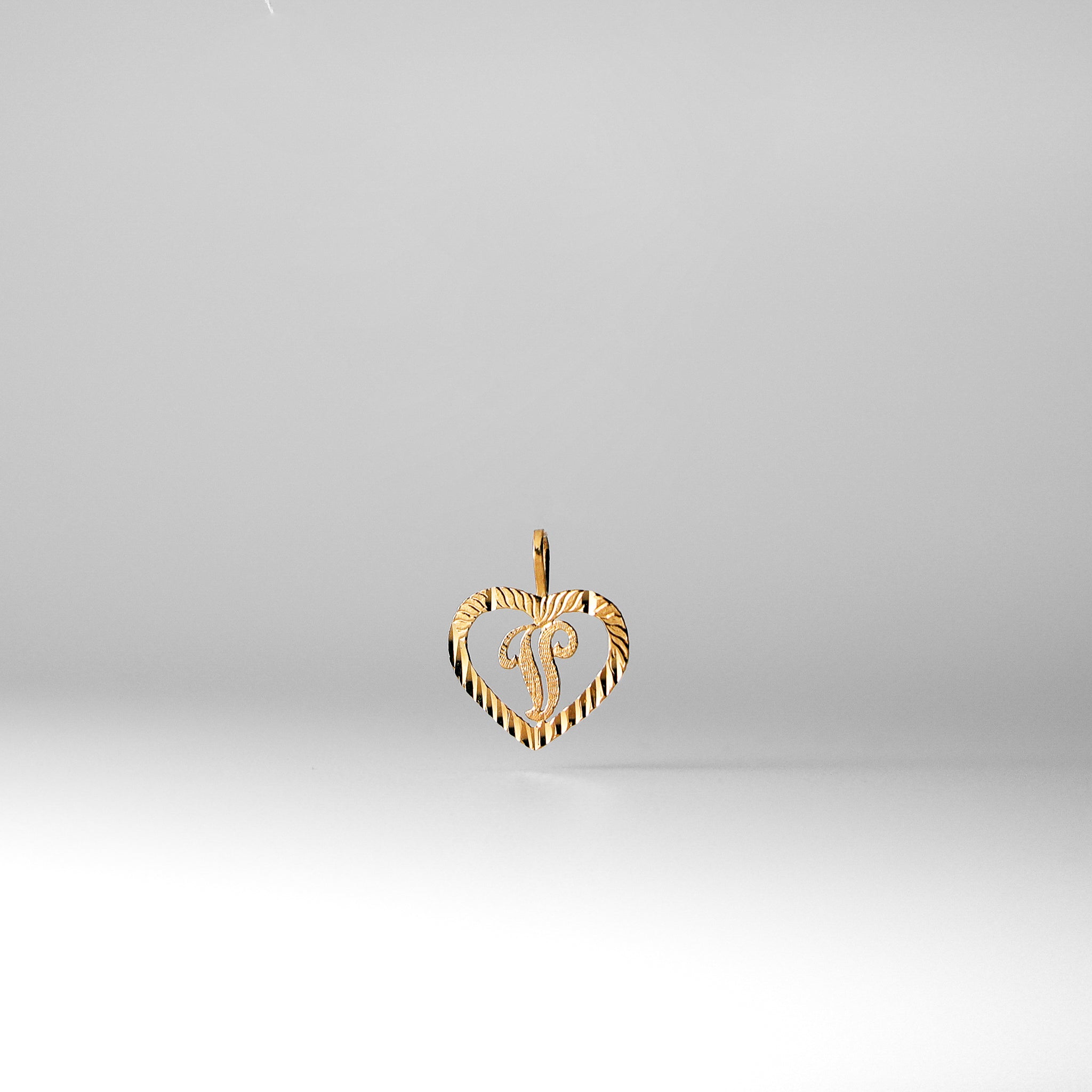 Gold Heart-Shaped Letter V Pendant | A-Z Pendants - Charlie & Co. Jewelry