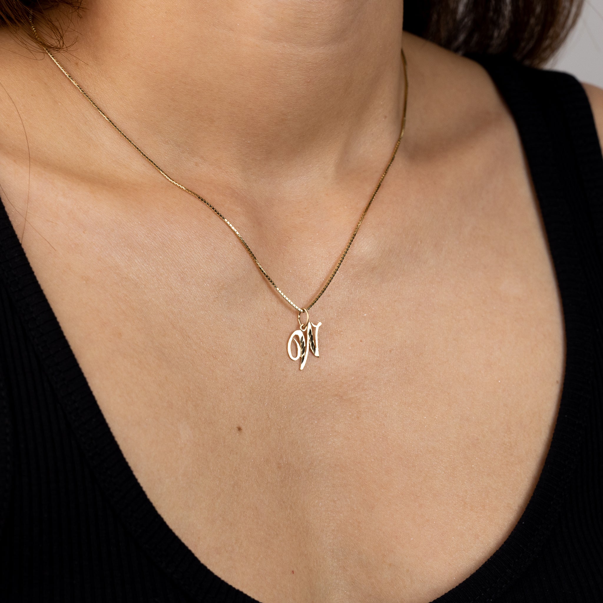 Gold Cursive Letter W Pendant | A-Z Pendants - Charlie & Co. Jewelry