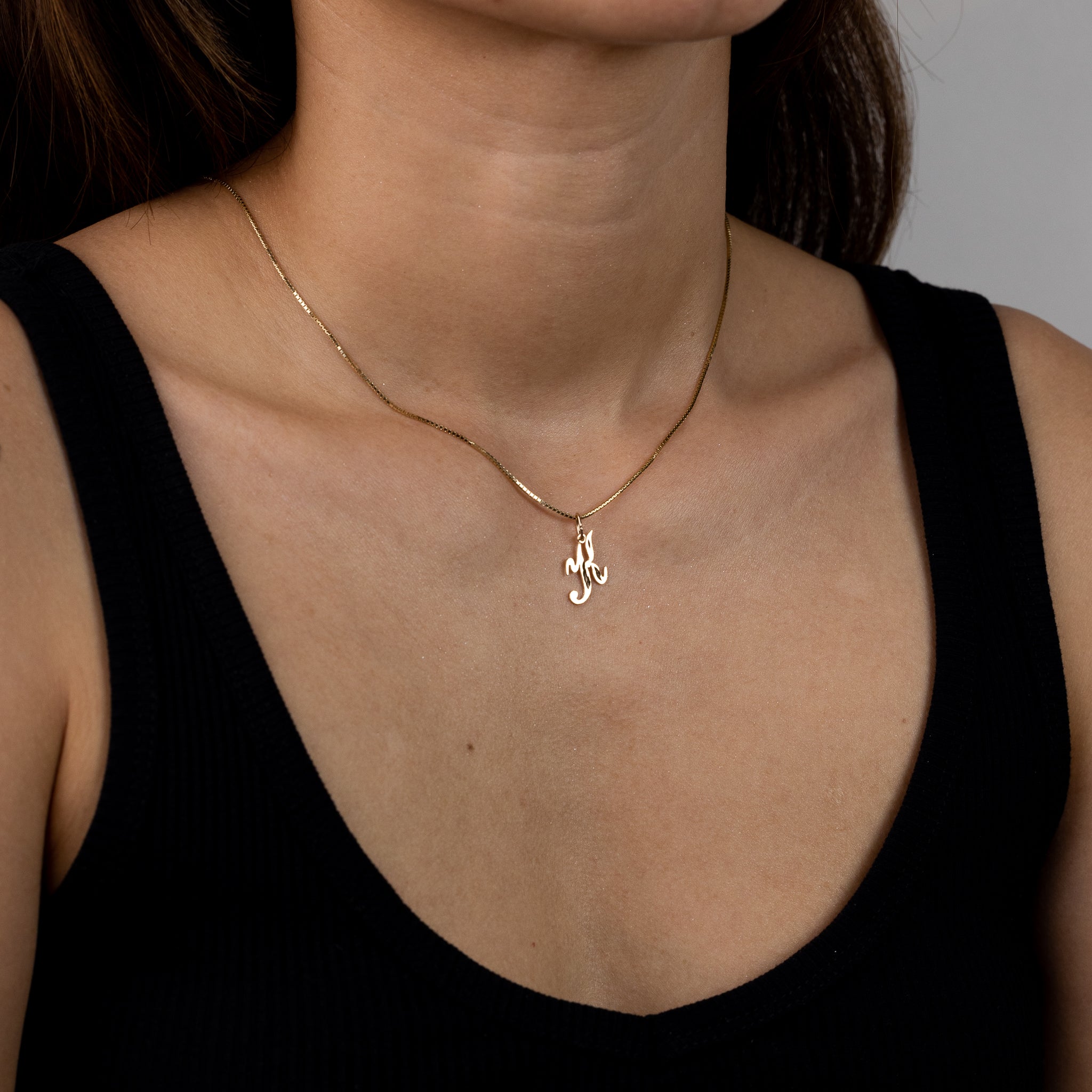 Gold Cursive Letter K Pendant | A-Z Pendants - Charlie & Co. Jewelry