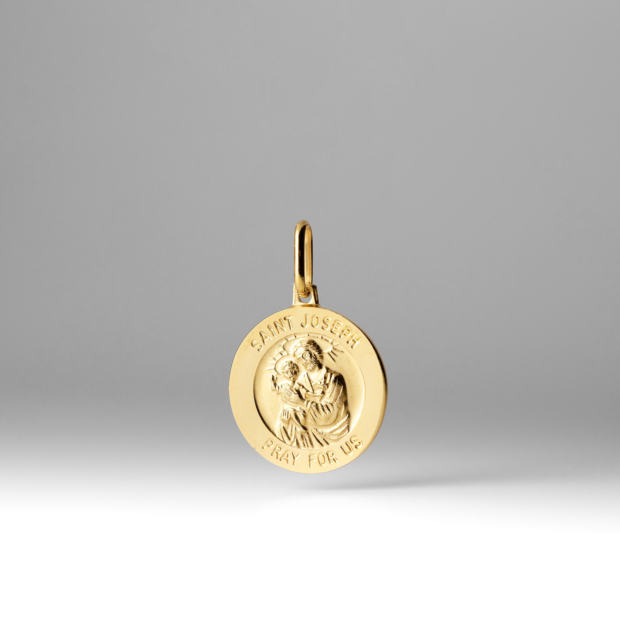 Gold St. Joseph Medal Large Solid Pendant - Model 0274 - Charlie & Co. Jewelry