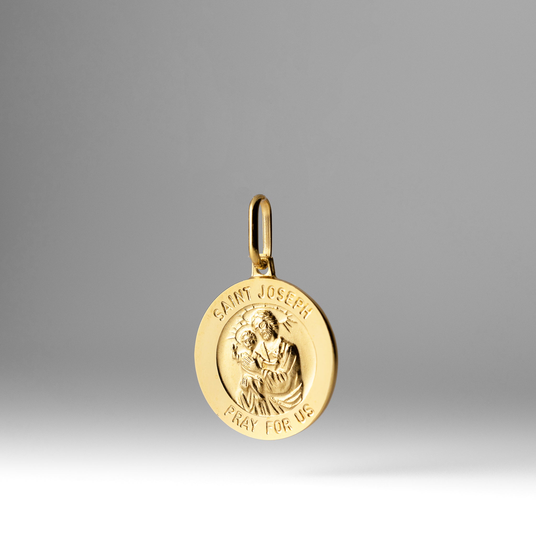 Gold St. Joseph Medal Large Solid Pendant - Model 0274 - Charlie & Co. Jewelry