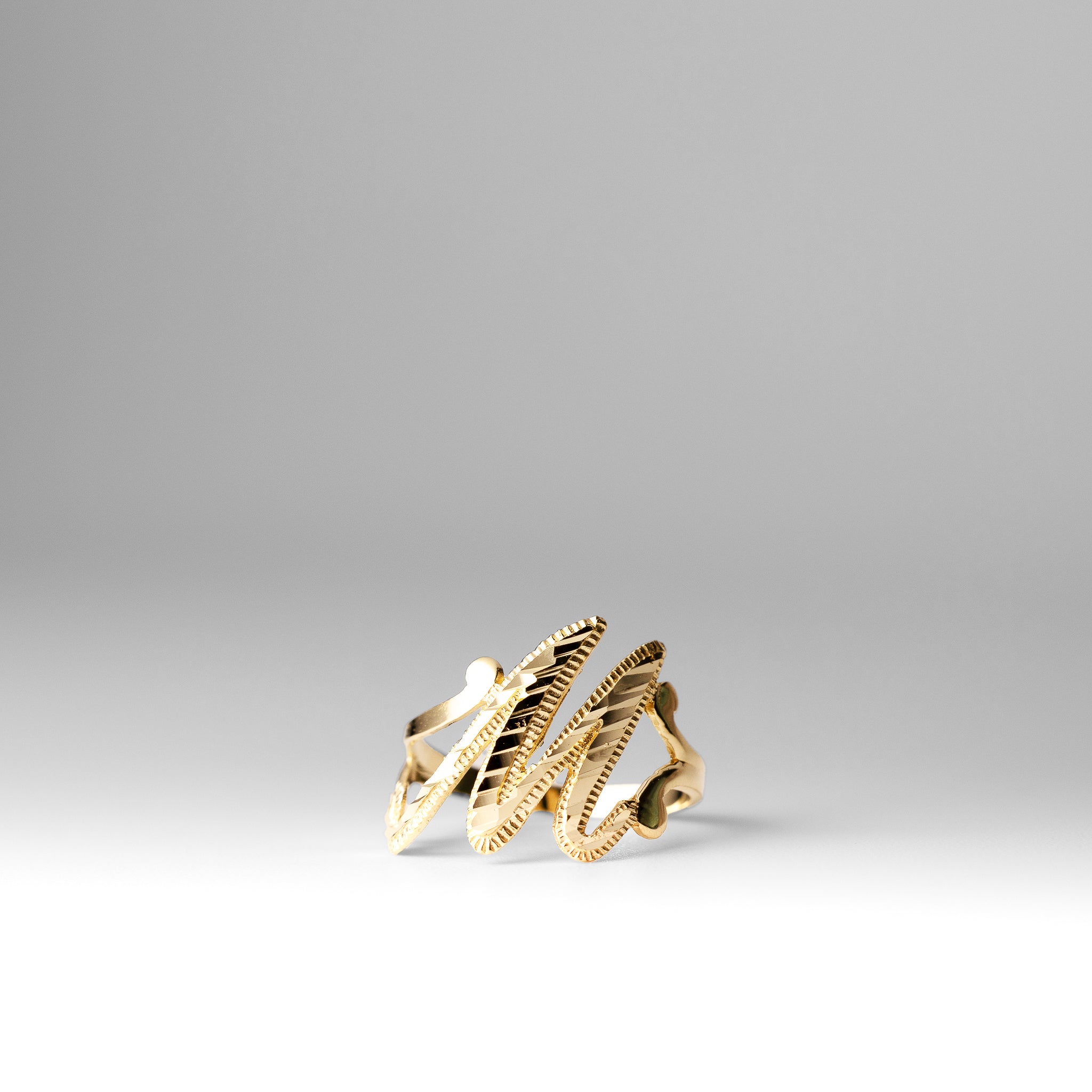 Gold Cursive Initial "M" Ring - Charlie & Co. Jewelry