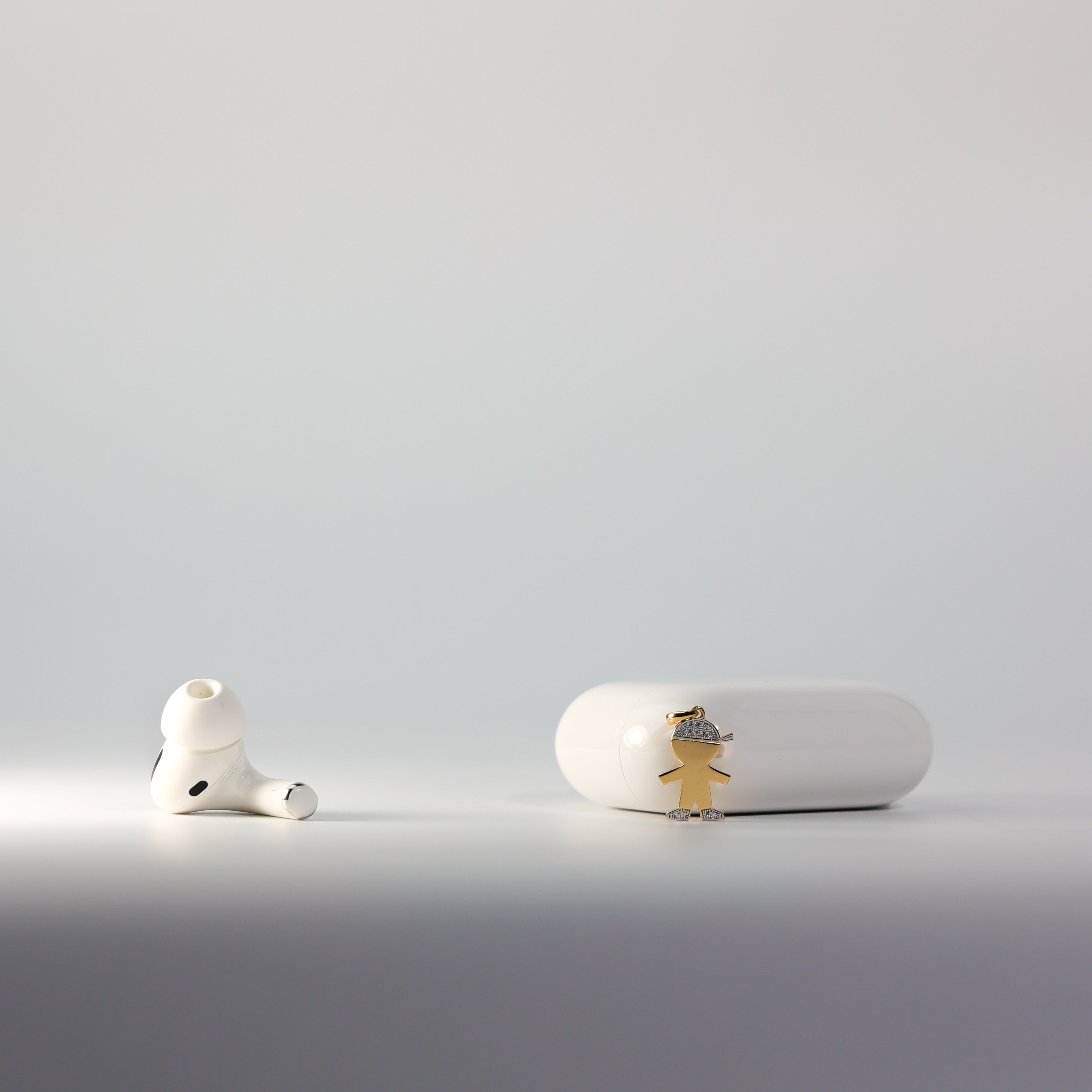 14K Gold Simple Boy Pendant With Stones Model-2002 - Charlie & Co. Jewelry