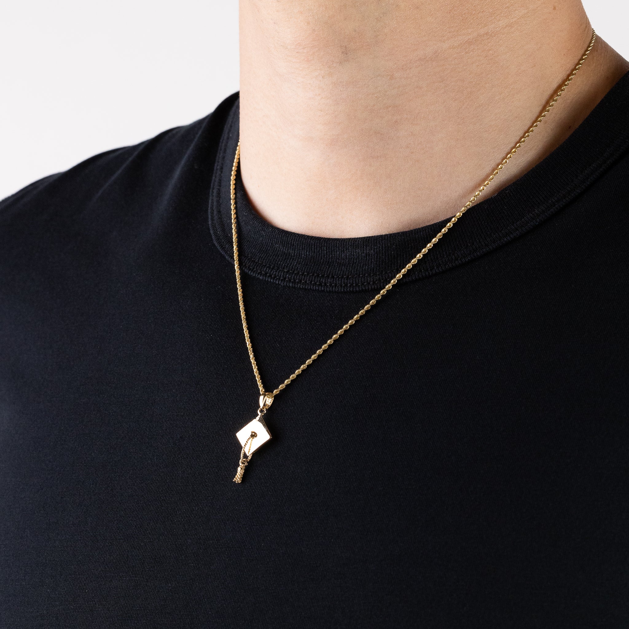 Solid Polished 3D Graduation Cap Pendant - Charlie & Co. Jewelry