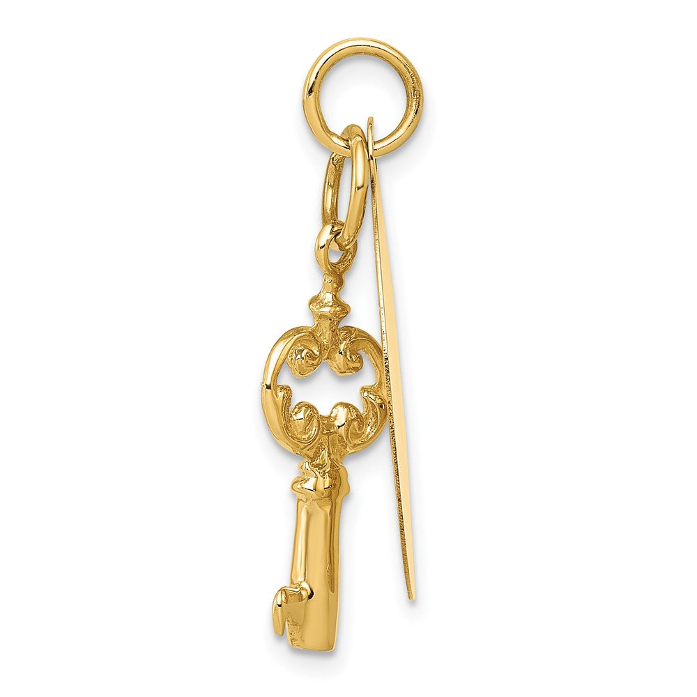 Charlie & Co Jewelry | 14k Polished Engraveable Disc And Key Charm - Model A0128