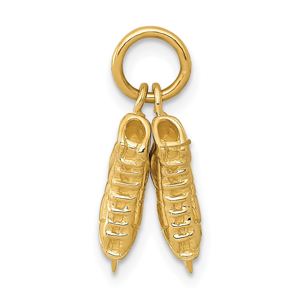 14K Gold Classic 3D Ice Skates Pendant - Charlie & Co. Jewelry