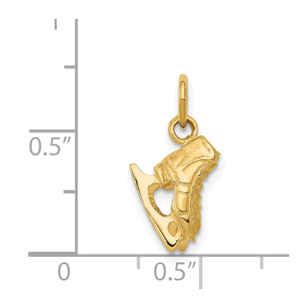 14K Gold Classic 3D Ice Skates Pendant - Charlie & Co. Jewelry