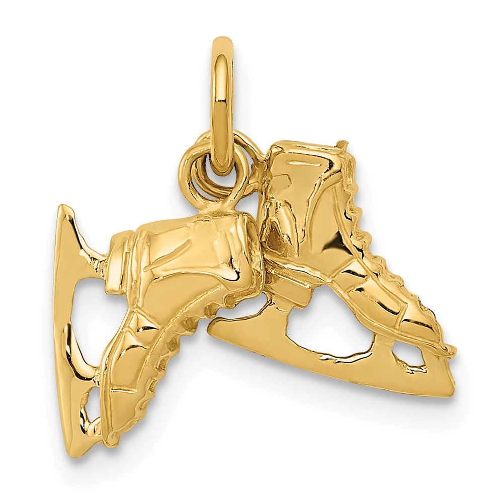 14K Gold Classic 3D Ice Skates Pendant - Charlie & Co. Jewelry