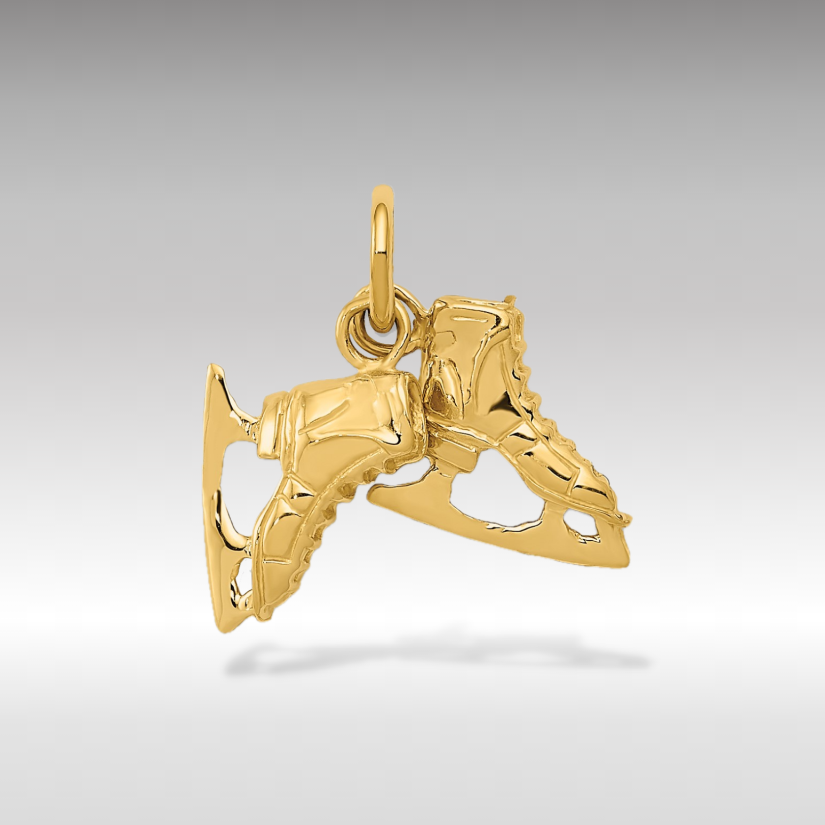 14K Gold Classic 3D Ice Skates Pendant Model-A0166 - Charlie & Co. Jewelry