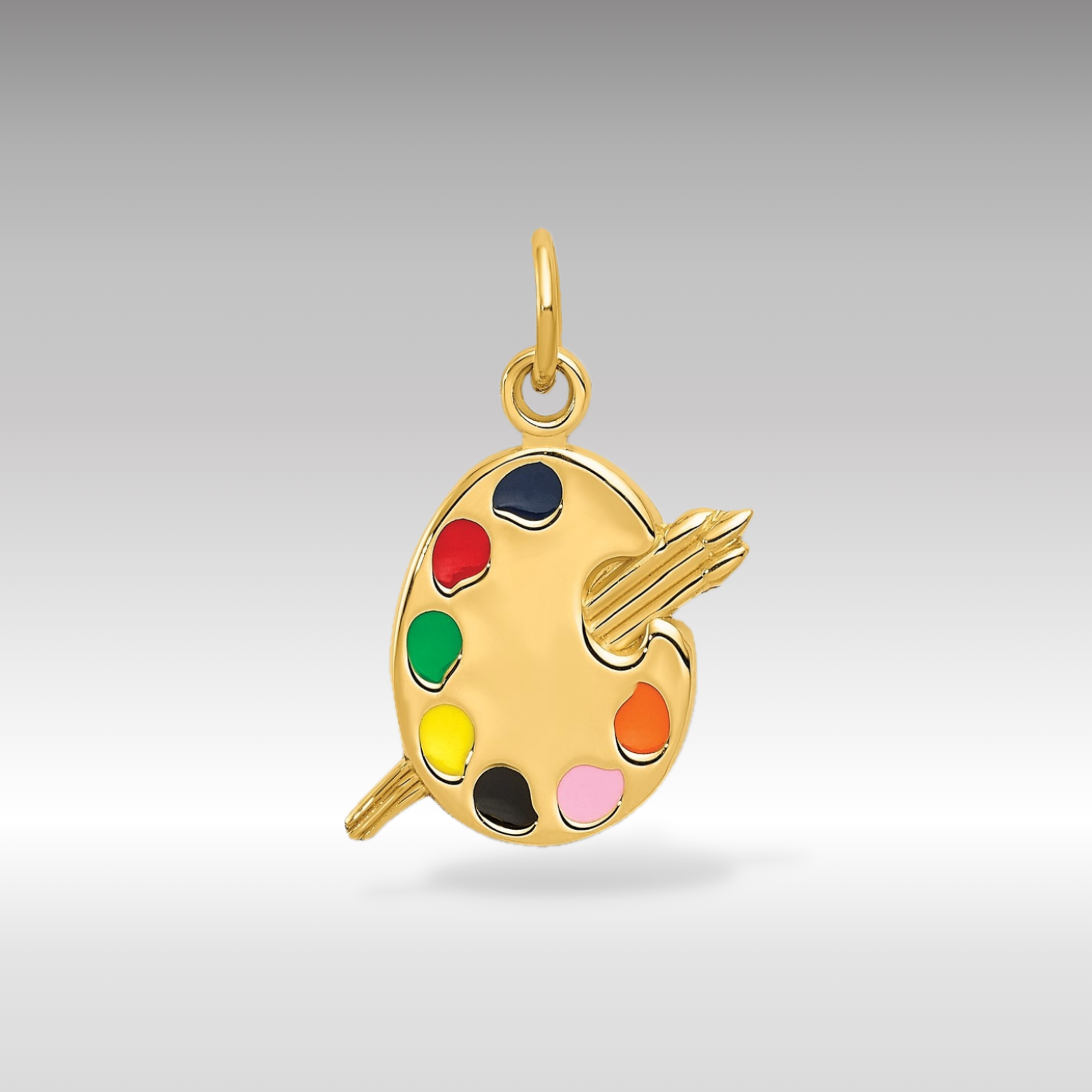 14k Gold Enameled Artist's Palette Pendant - Charlie & Co. Jewelry