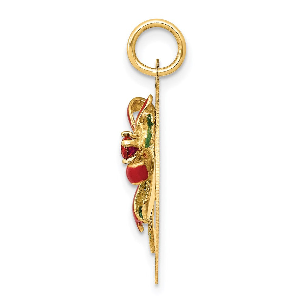 Charlie & Co Jewelry | 14k Enameled Mistletoe With Synthetic Stone Charm - Model A0830