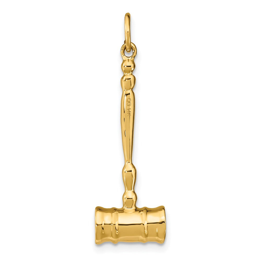 14k Gold 3D Judge's Gavel Pendant - Charlie & Co. Jewelry