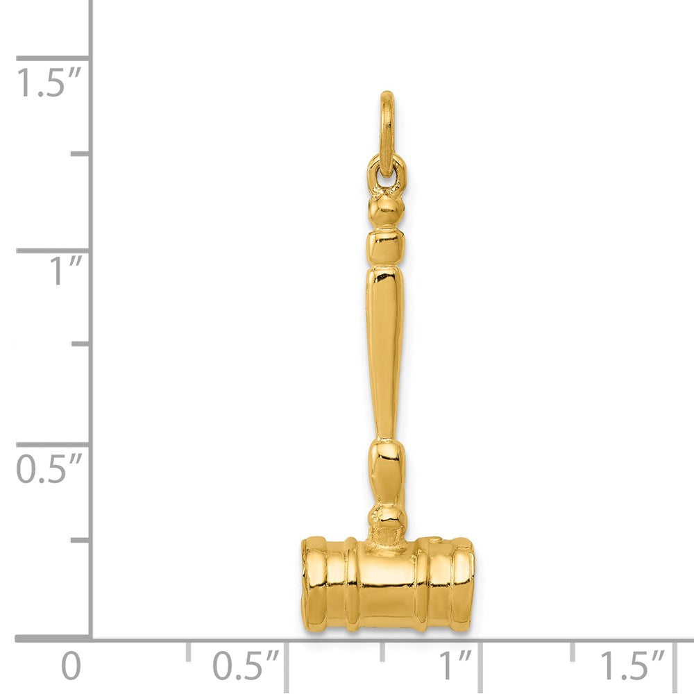 14k Gold 3D Judge's Gavel Pendant - Charlie & Co. Jewelry