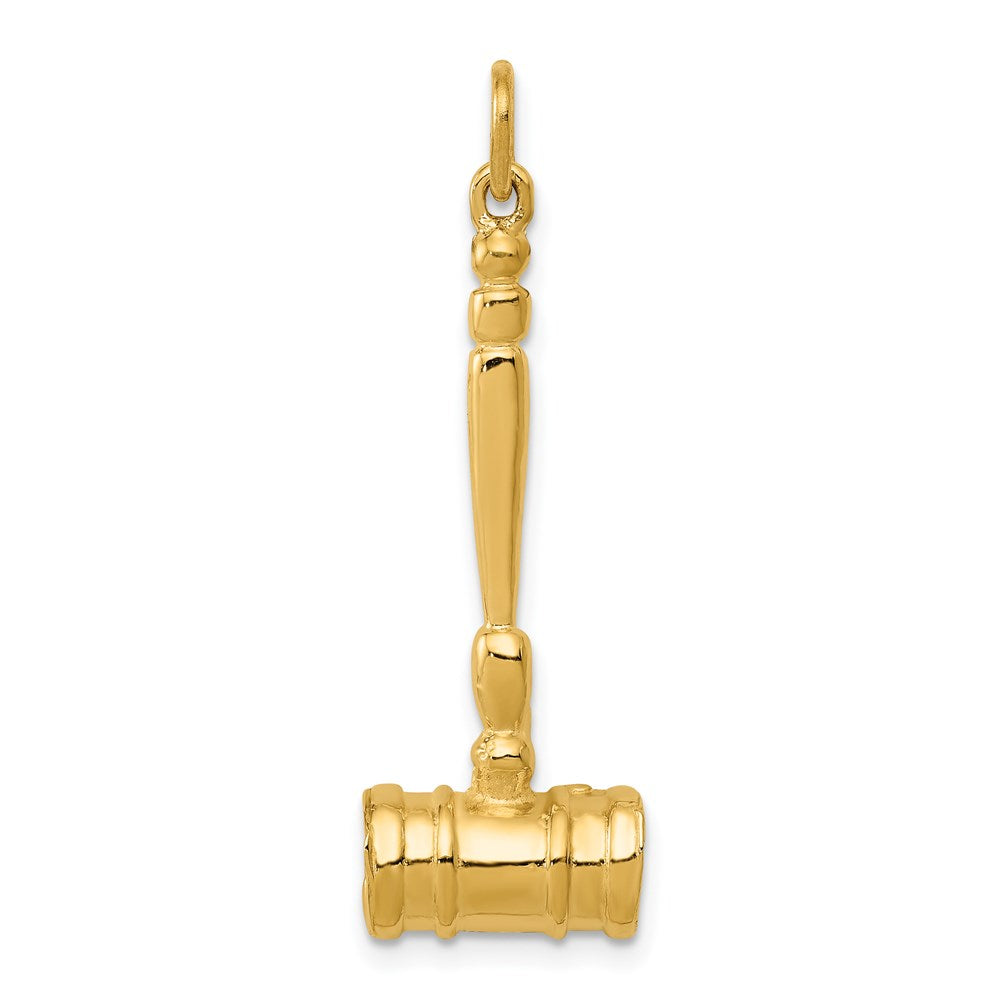 14k Gold 3D Judge's Gavel Pendant - Charlie & Co. Jewelry