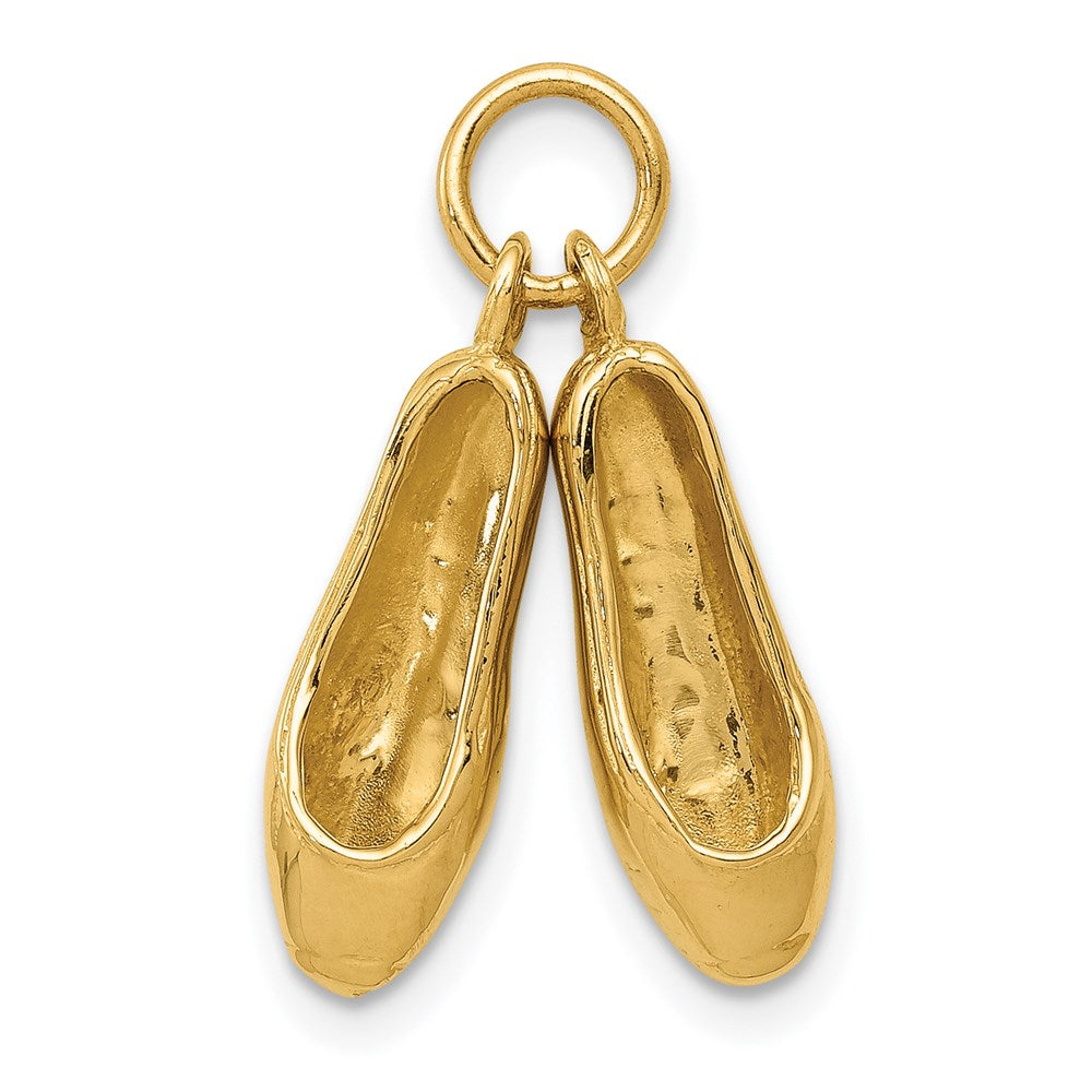 14K Gold 3D Ballet Slippers Necklace Charm - Charlie & Co. Jewelry
