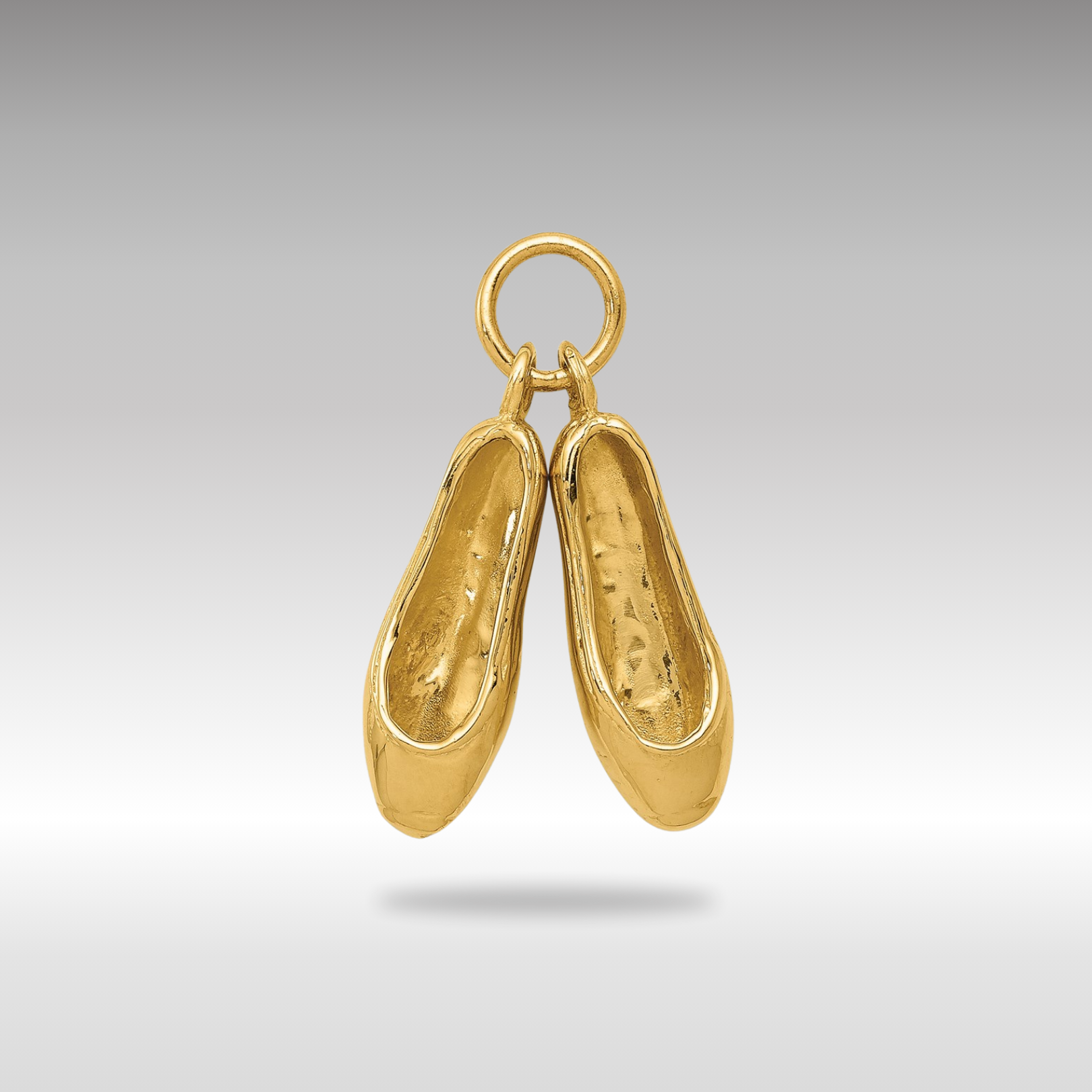 Gold 3D Ballet Slippers Necklace Charm - Charlie & Co. Jewelry