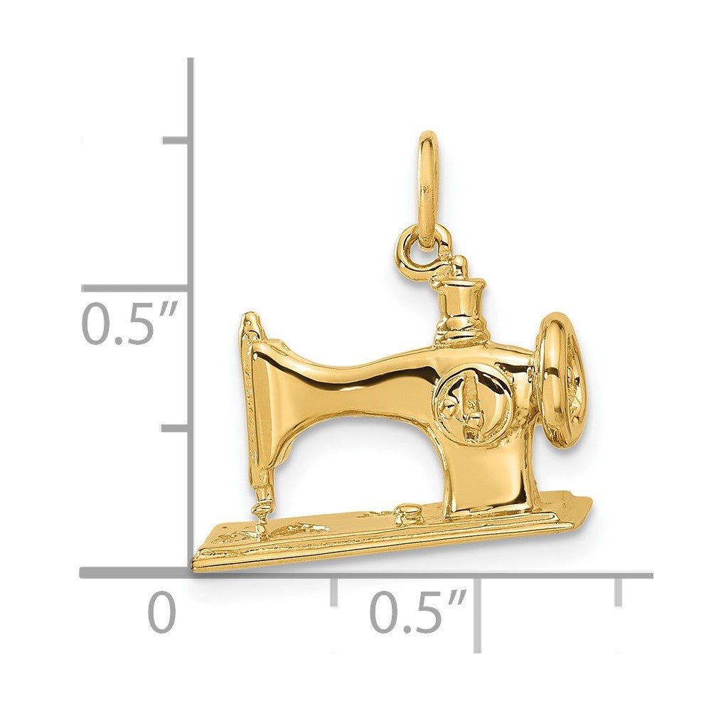 14K Gold 3D Vintage Sewing Machine Pendant - Charlie & Co. Jewelry
