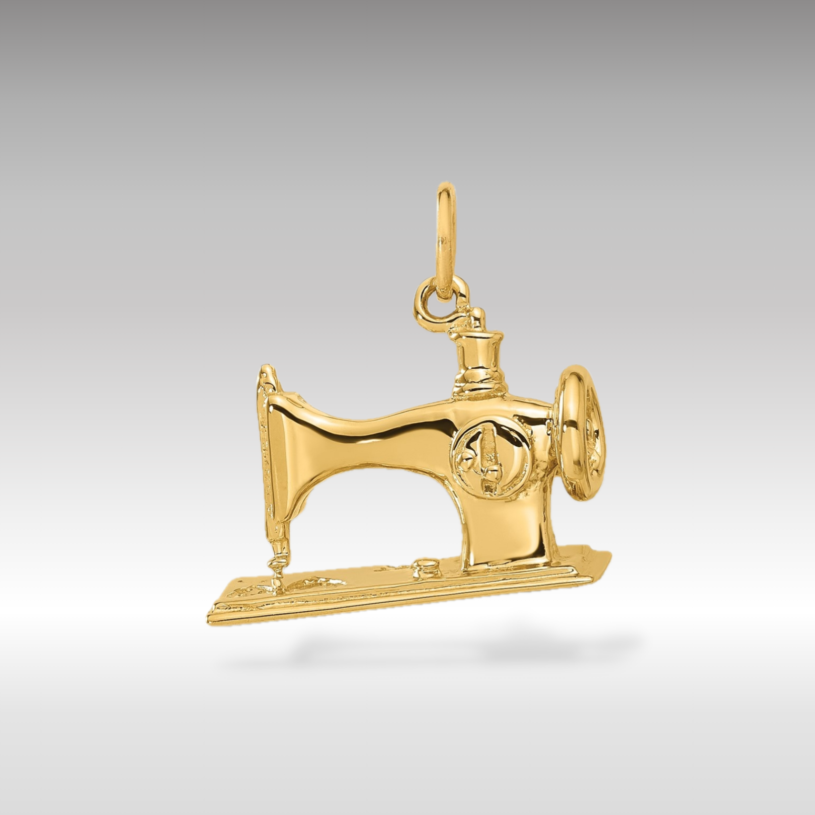 14K Gold 3D Vintage Sewing Machine Pendant - Charlie & Co. Jewelry
