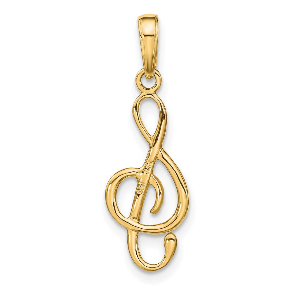 14K Gold Classic 3D Treble Clef Pendant - Charlie & Co. Jewelry