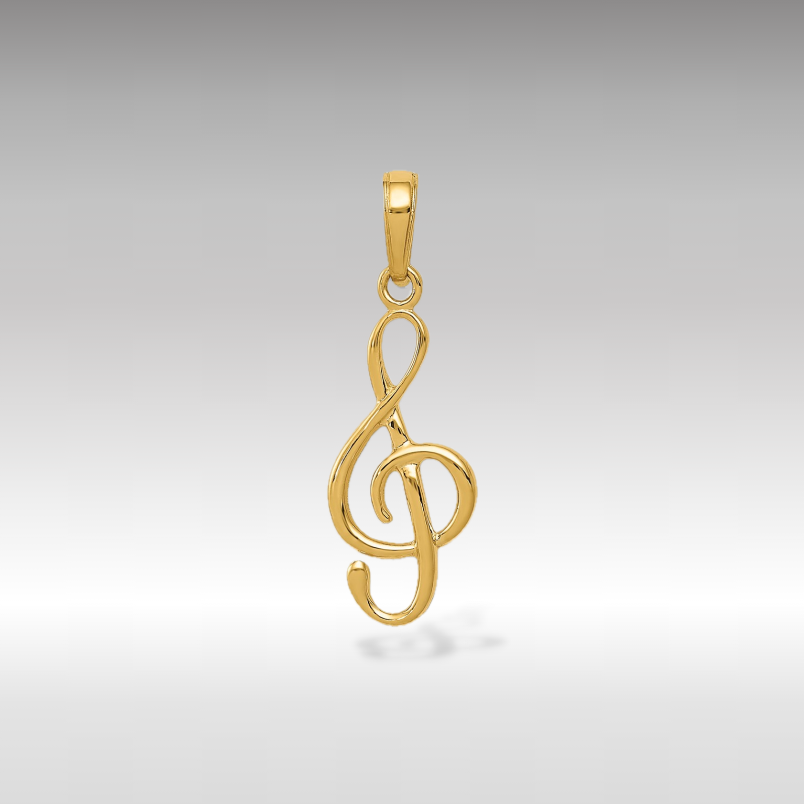 14K Gold Classic 3D Treble Clef Pendant - Charlie & Co. Jewelry