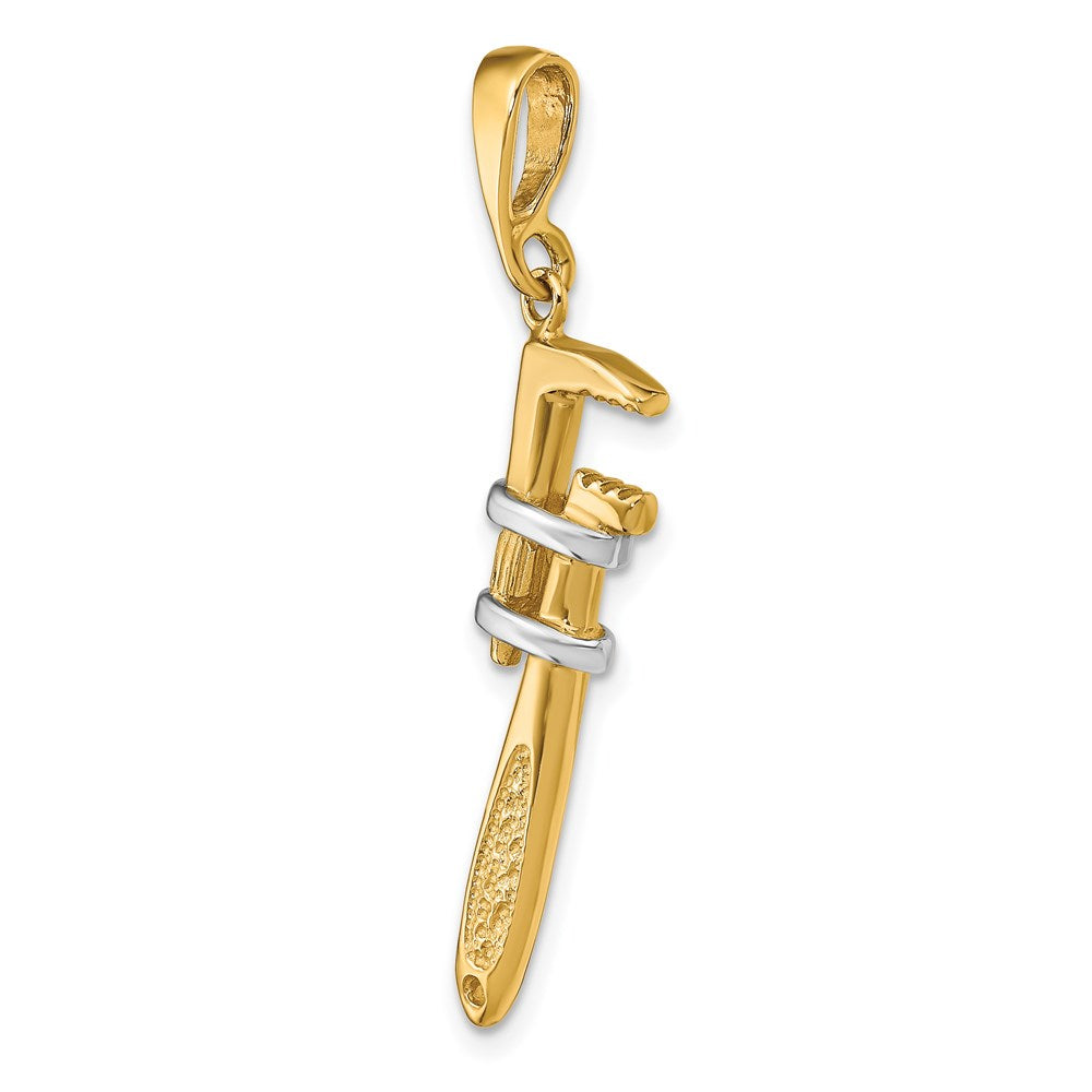 Gold 3-D Pipe Wrench Pendant Necklace Model-A2197 - Charlie & Co. Jewelry