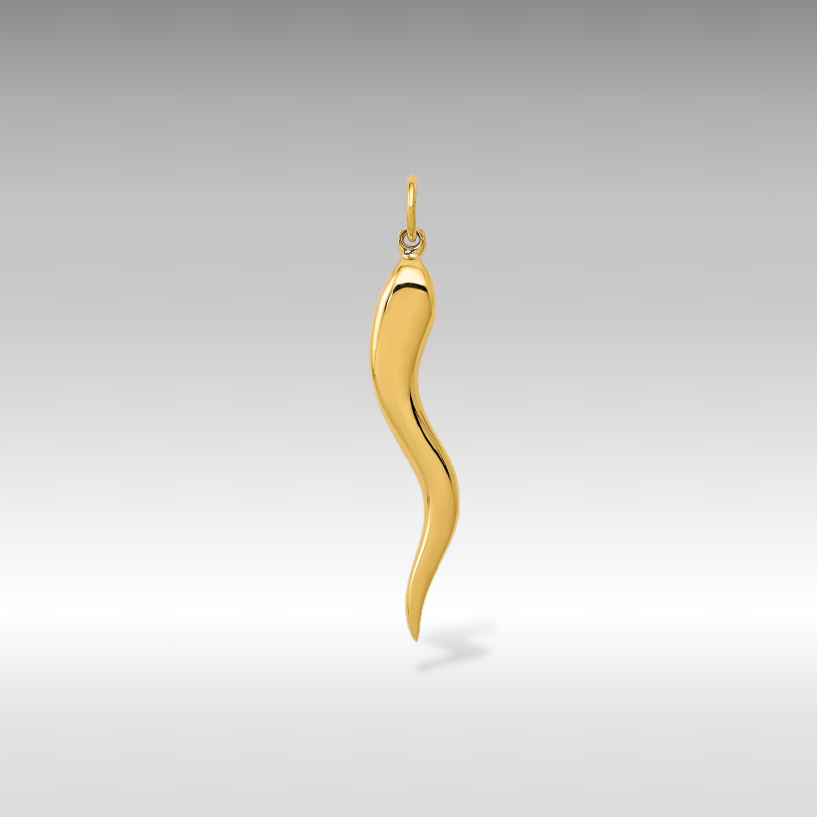 14K Gold Extra Large 3D Italian Horn Charm - Charlie & Co. Jewelry