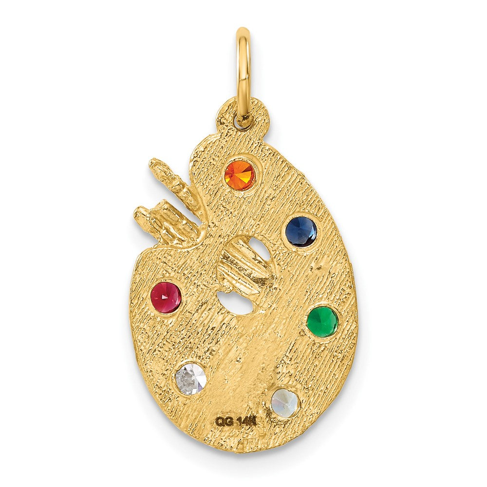 14K Gold CZ Stones Artist Palette Necklace Charm - Charlie & Co. Jewelry