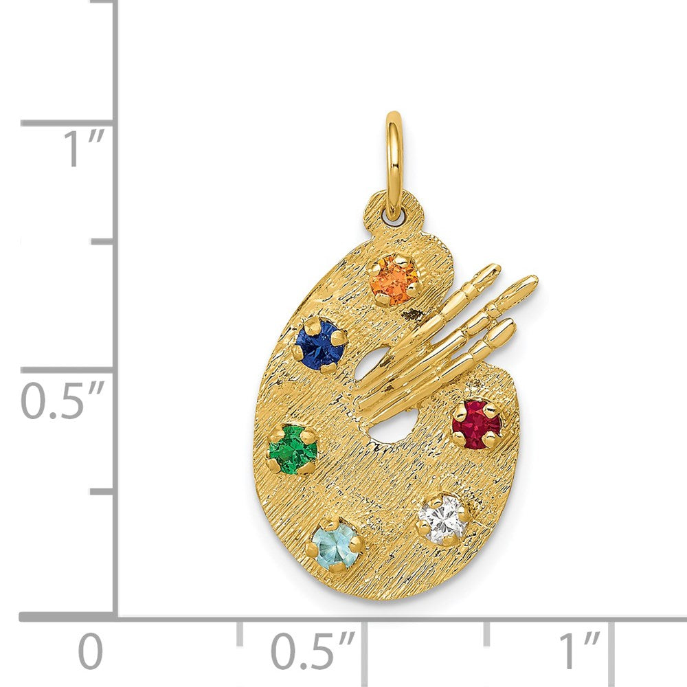 14K Gold CZ Stones Artist Palette Necklace Charm - Charlie & Co. Jewelry