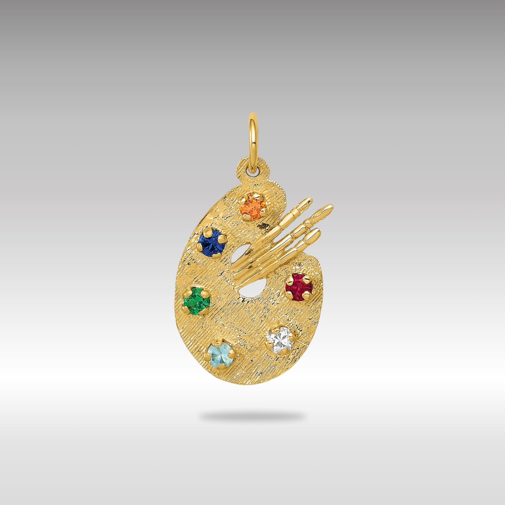 Gold CZ Stones Artist Palette Necklace Pendant - Charlie & Co. Jewelry