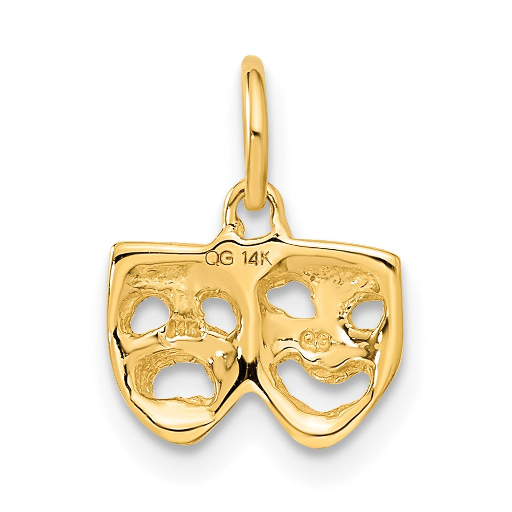 14K Gold Comedy/Tragedy Mask Necklace Charm - Charlie & Co. Jewelry