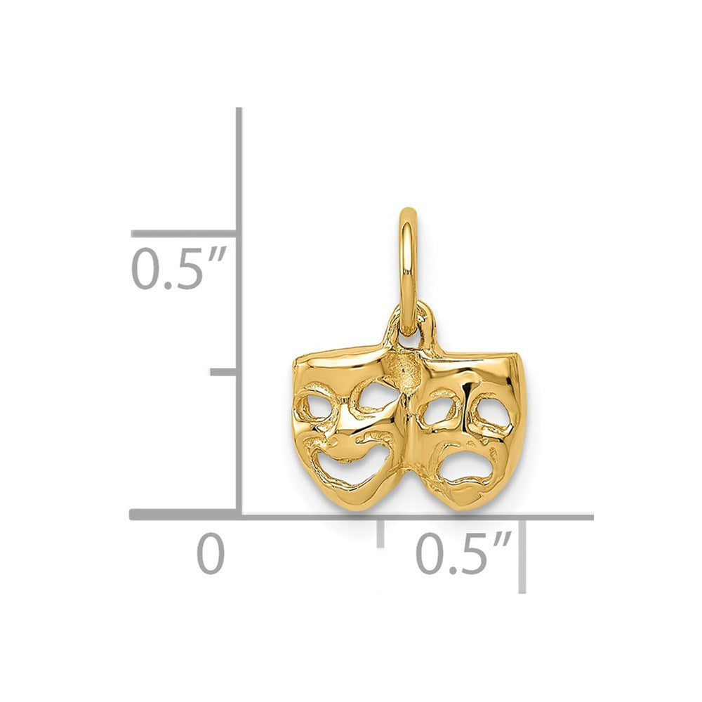 14K Gold Comedy/Tragedy Mask Necklace Charm - Charlie & Co. Jewelry