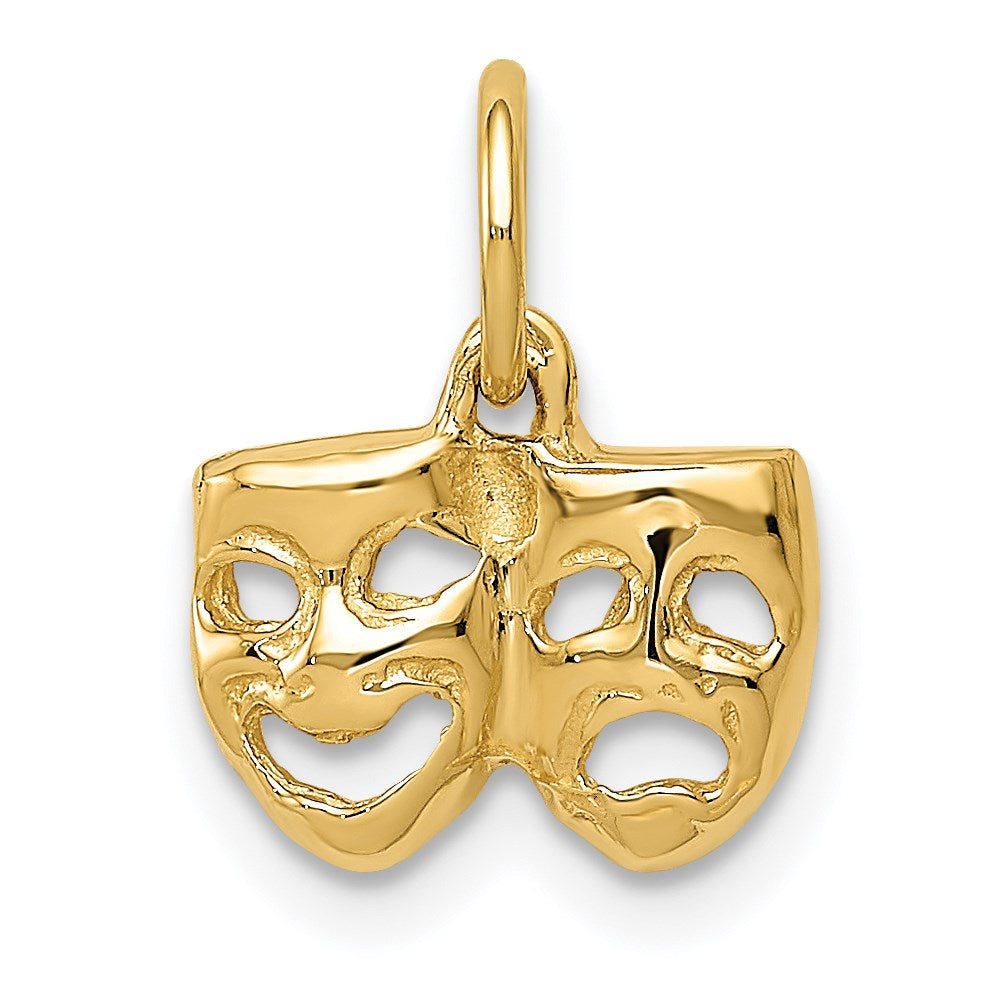 14K Gold Comedy/Tragedy Mask Necklace Charm - Charlie & Co. Jewelry