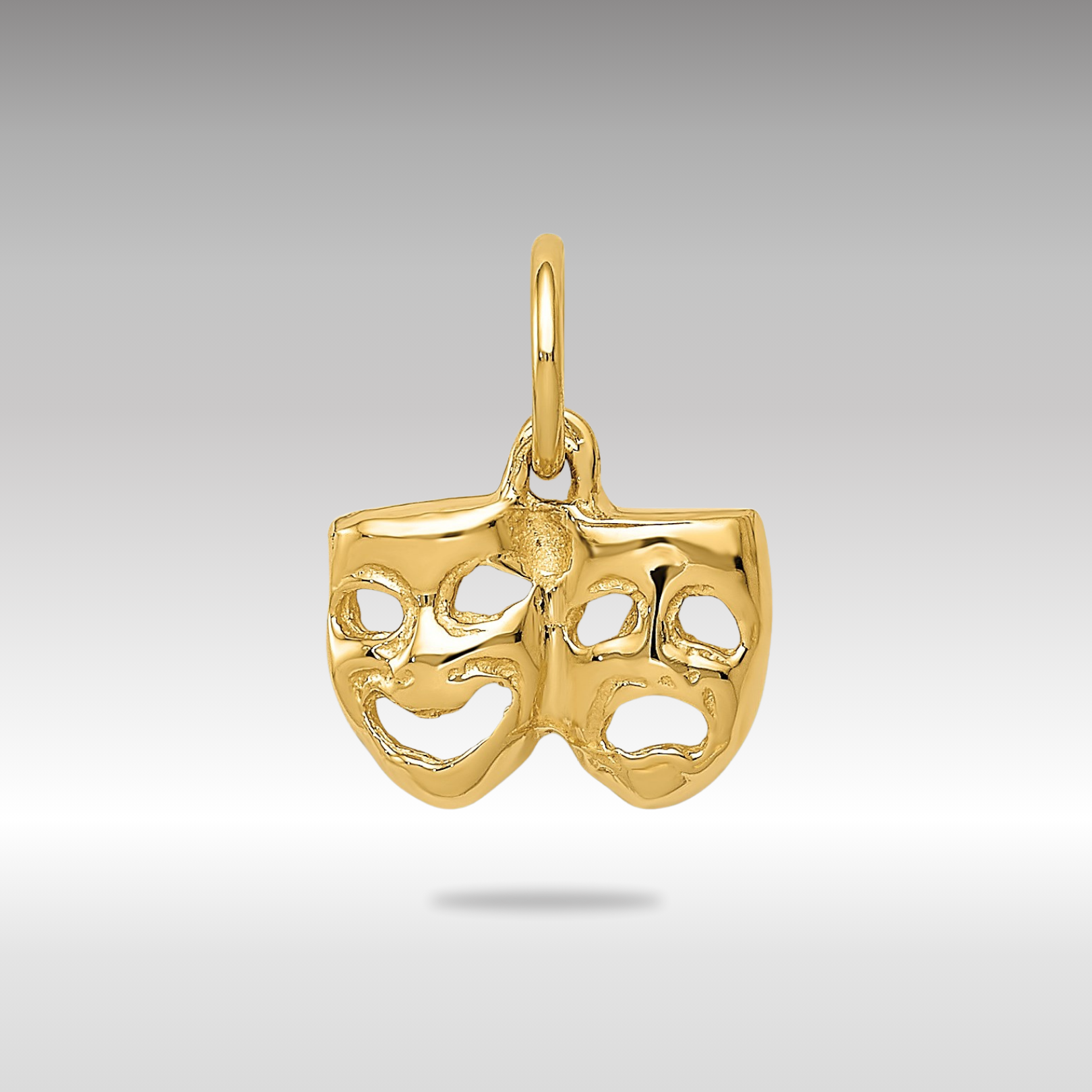 Gold Comedy/Tragedy Mask Necklace Charm - Charlie & Co. Jewelry