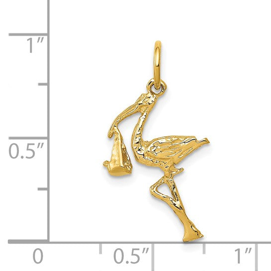 Gold 3D Stork Pendant - Model A7101 - Charlie & Co. Jewelry