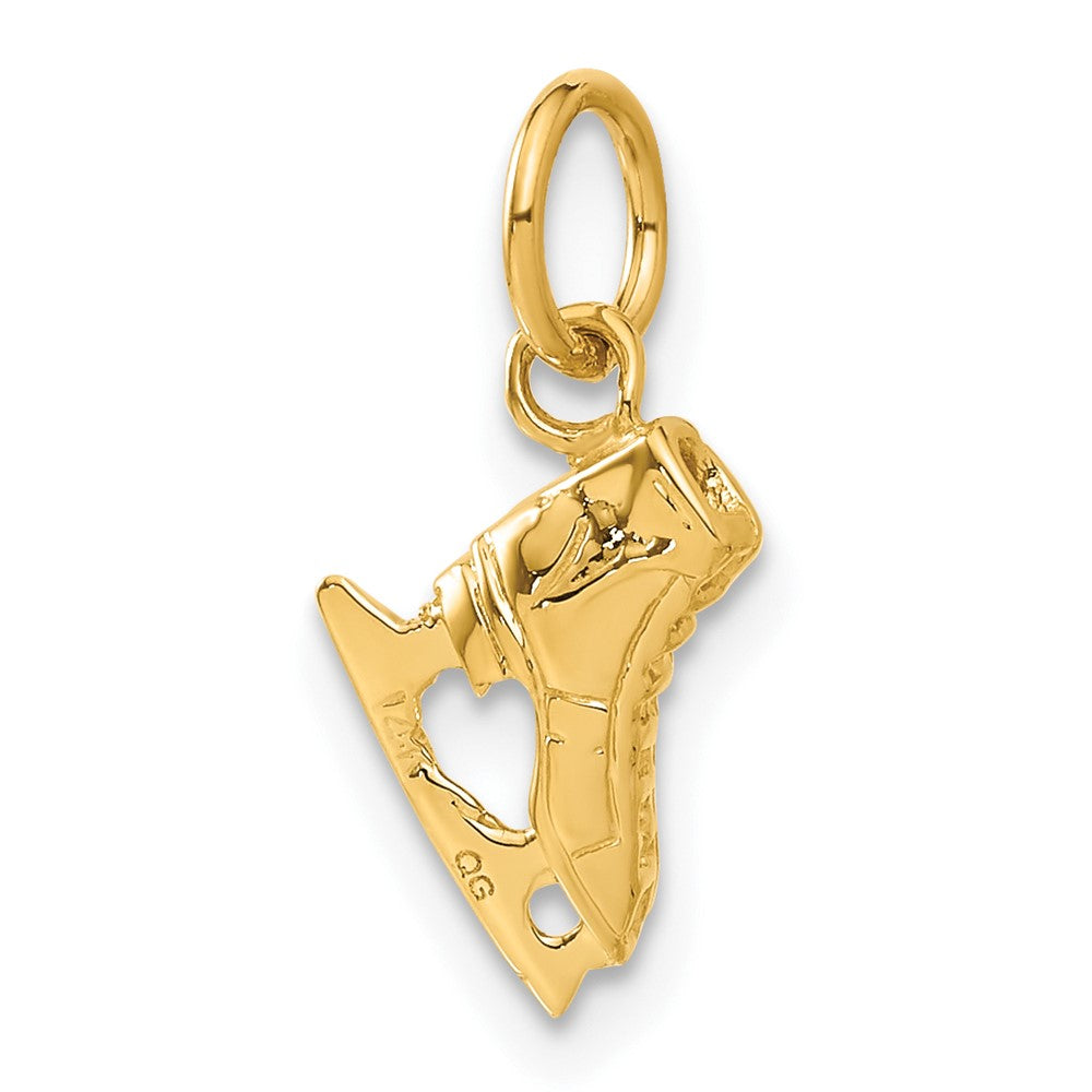 14K Gold Classic 3D Ice Skate Pendant - Charlie & Co. Jewelry