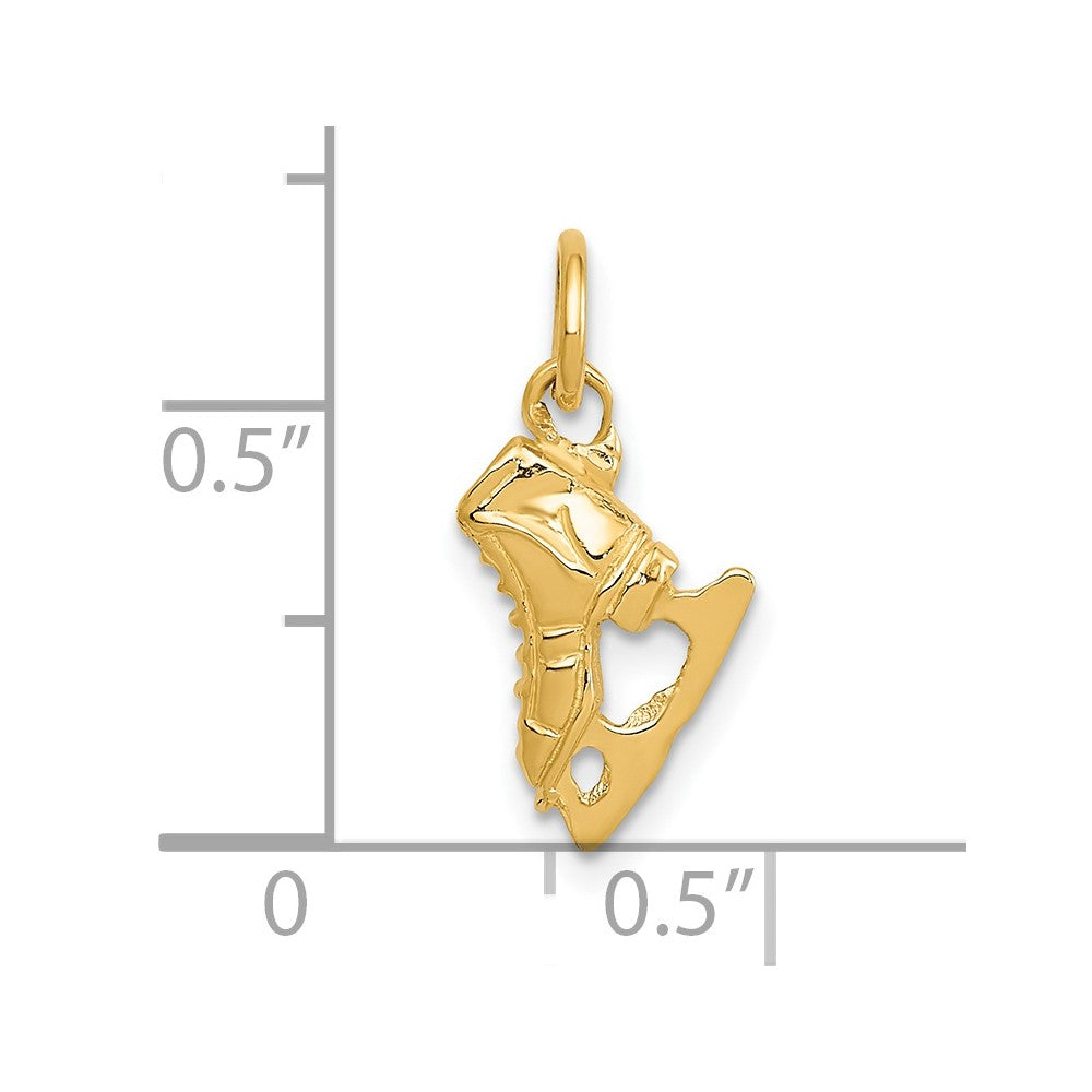 14K Gold Classic 3D Ice Skate Pendant - Charlie & Co. Jewelry