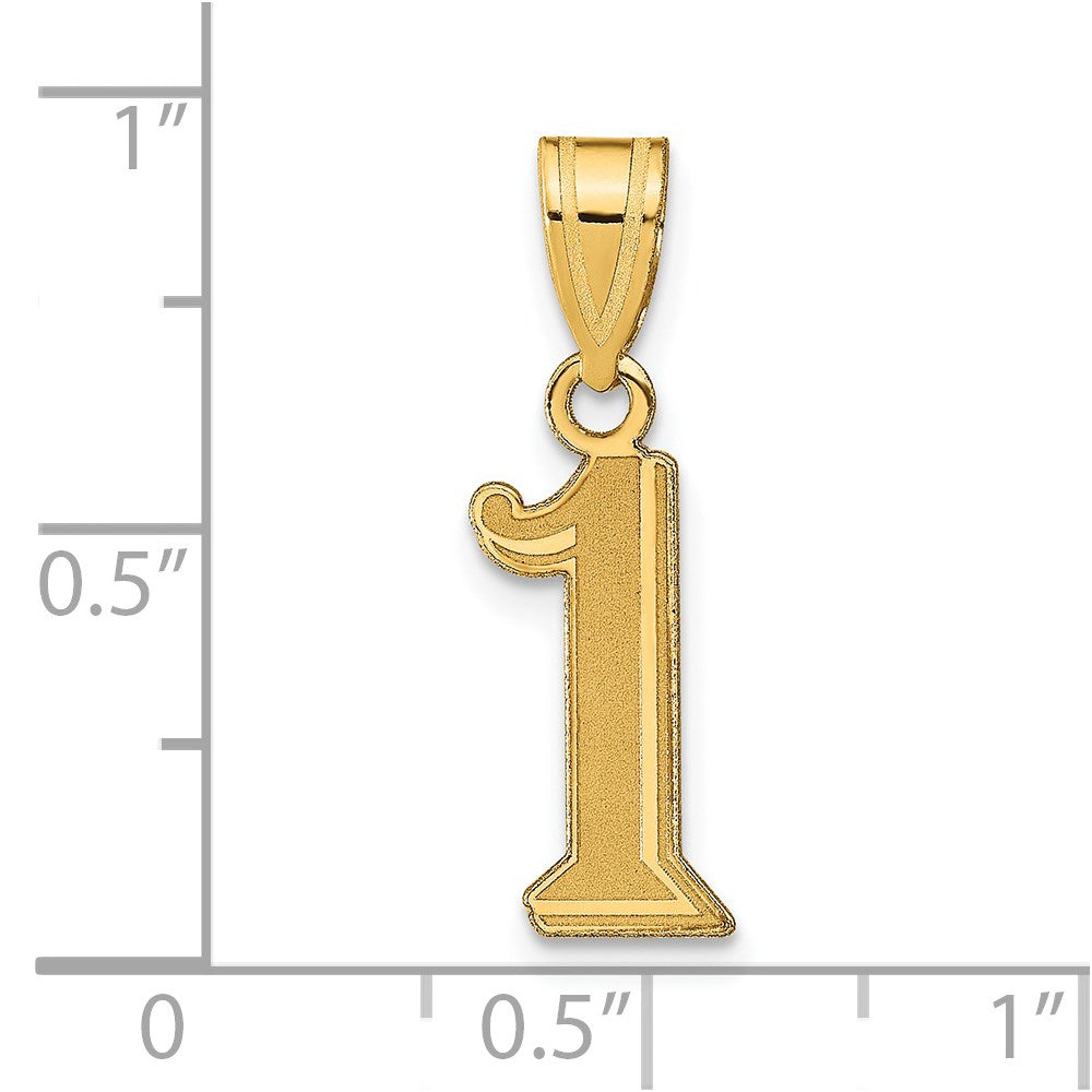 Charlie & Co Jewelry | 14k Polished Etched Number 1 Pendant - Model AEN01